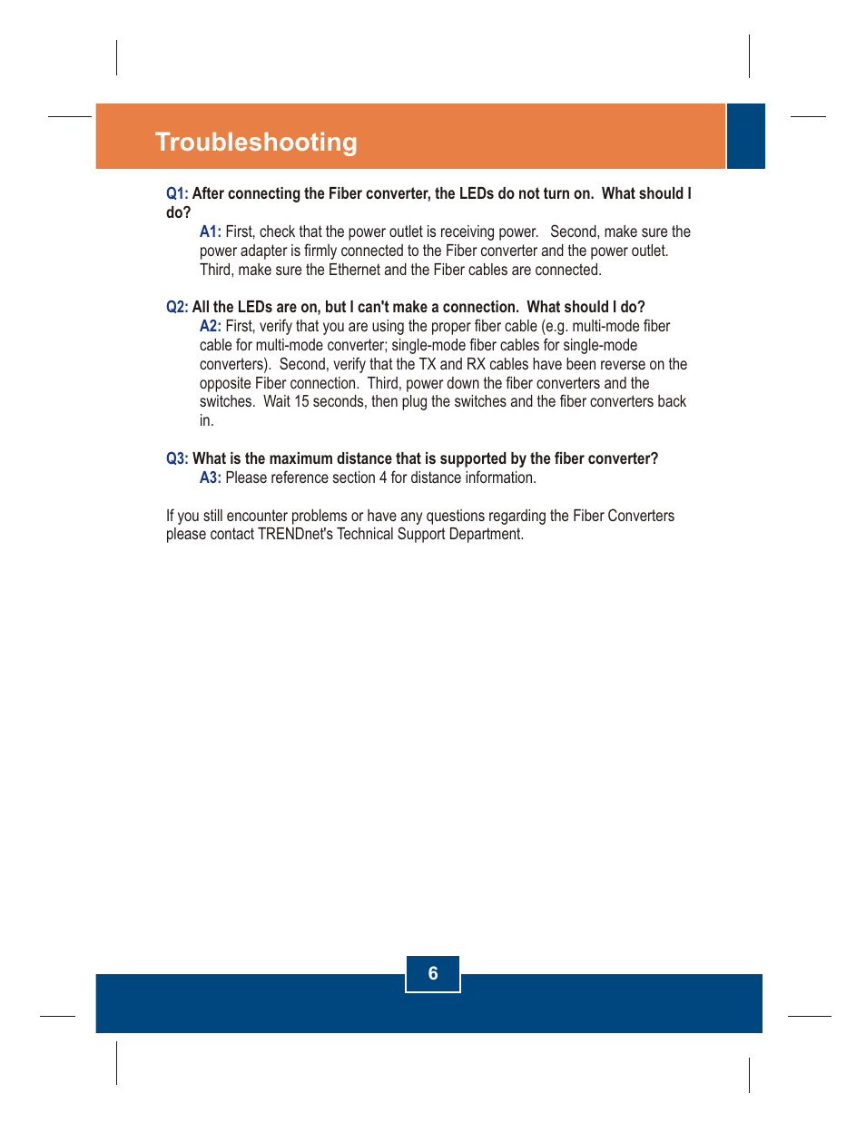 Troubleshooting | TRENDnet TFC-1000MSC User Manual | Page 8 / 12