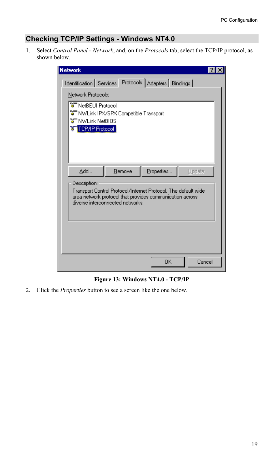 Checking tcp/ip settings - windows nt4.0 | TRENDnet TW100-BRM504 User Manual | Page 22 / 73