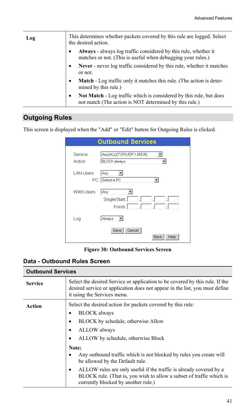 Outgoing rules | TRENDnet TW100-BRM504 User Manual | Page 44 / 73