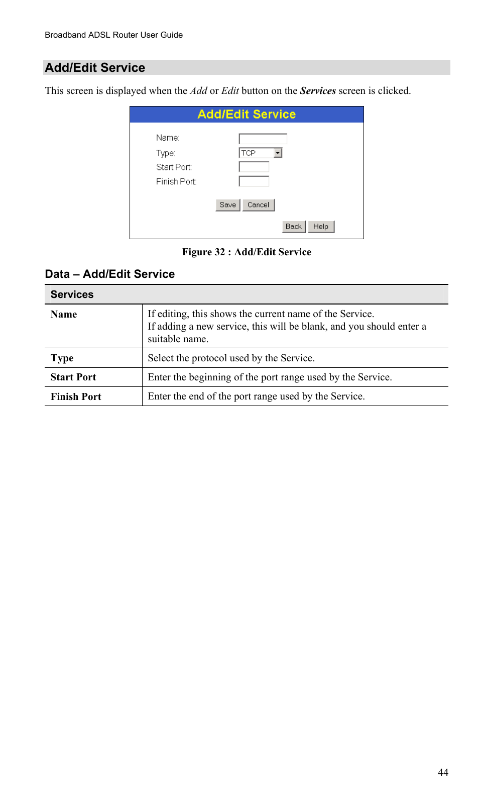 Add/edit service | TRENDnet TW100-BRM504 User Manual | Page 47 / 73