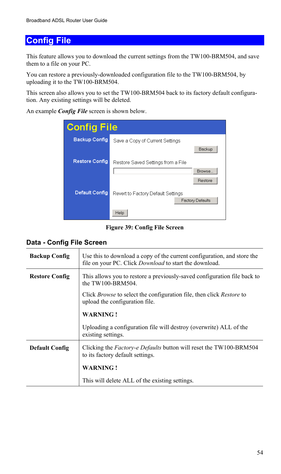 Config file | TRENDnet TW100-BRM504 User Manual | Page 57 / 73