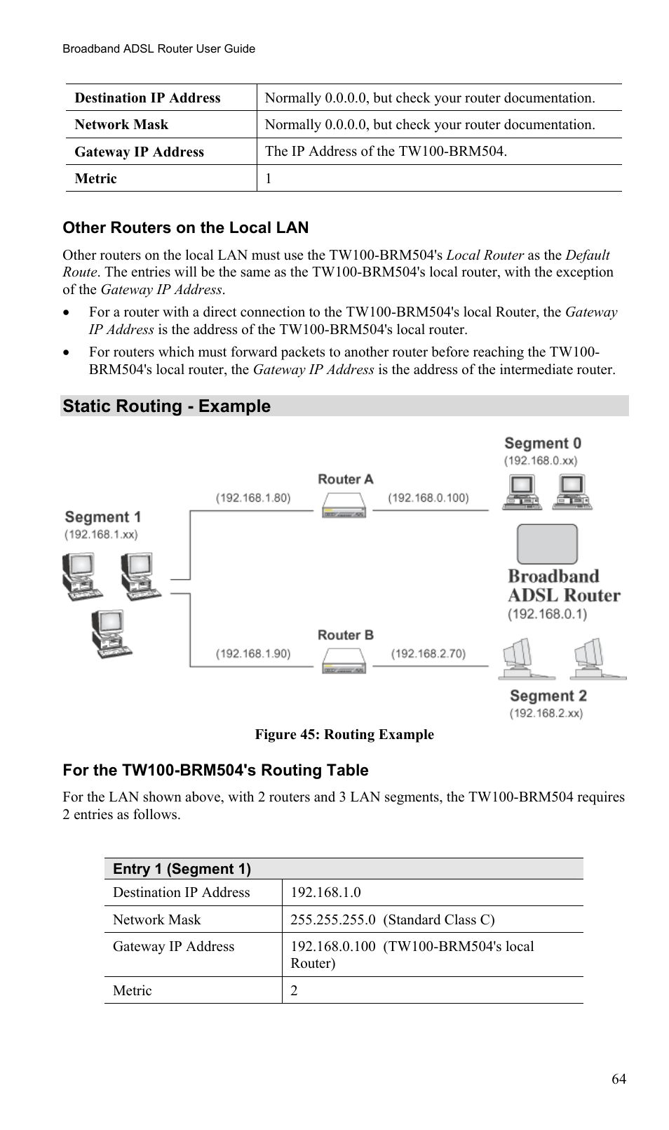 Static routing - example | TRENDnet TW100-BRM504 User Manual | Page 67 / 73