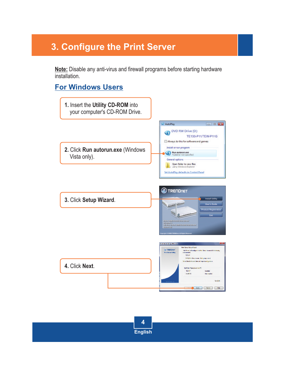 Configure the print server | TRENDnet TE100-P11 User Manual | Page 6 / 12