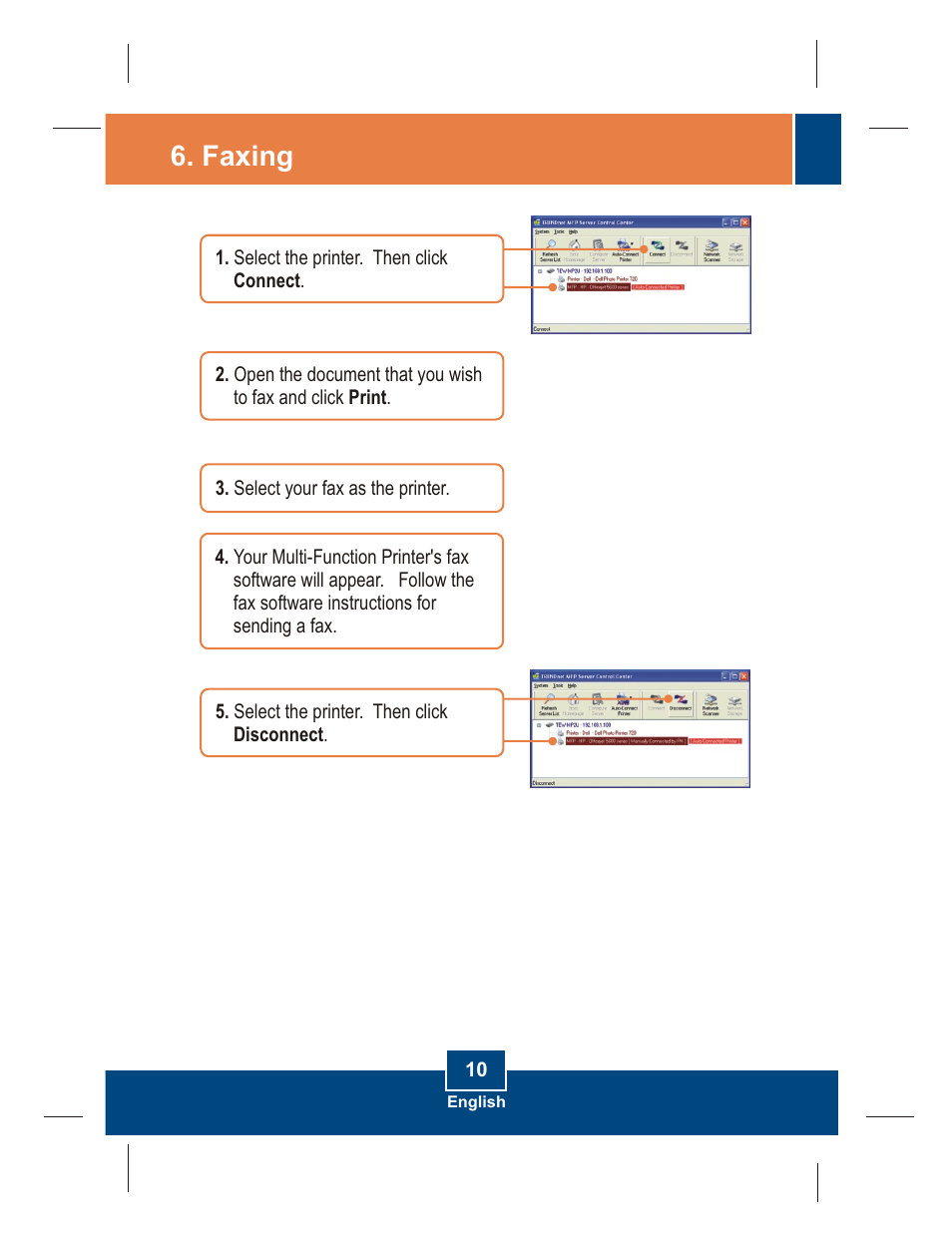Faxing | TRENDnet TE100-MP2U User Manual | Page 12 / 19