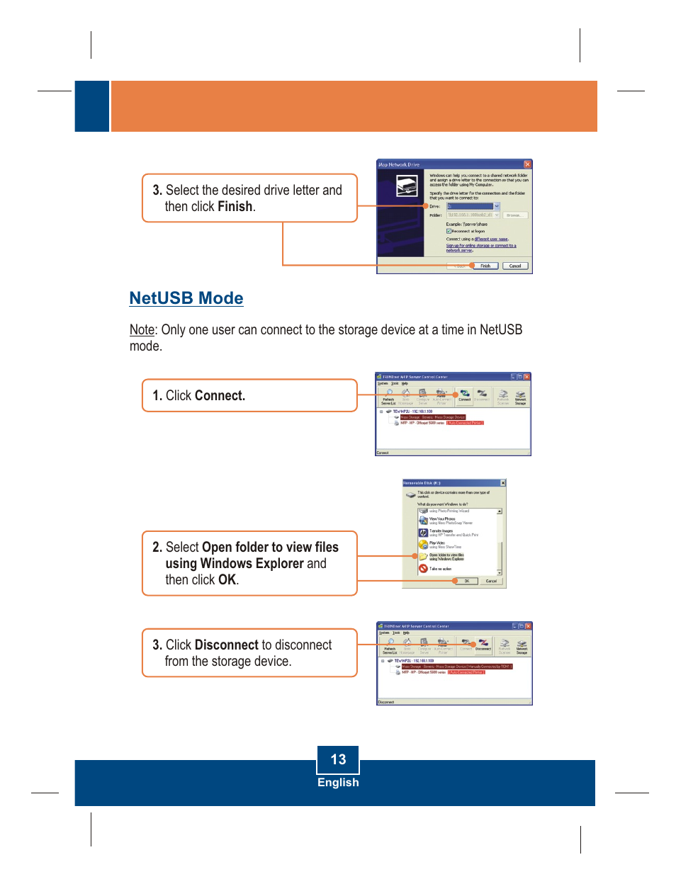 Netusb mode | TRENDnet TE100-MP2U User Manual | Page 15 / 19