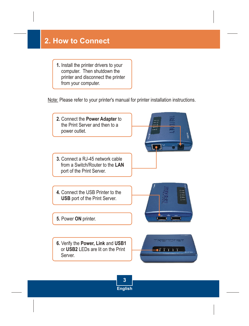 How to connect | TRENDnet TE100-MP2U User Manual | Page 5 / 19