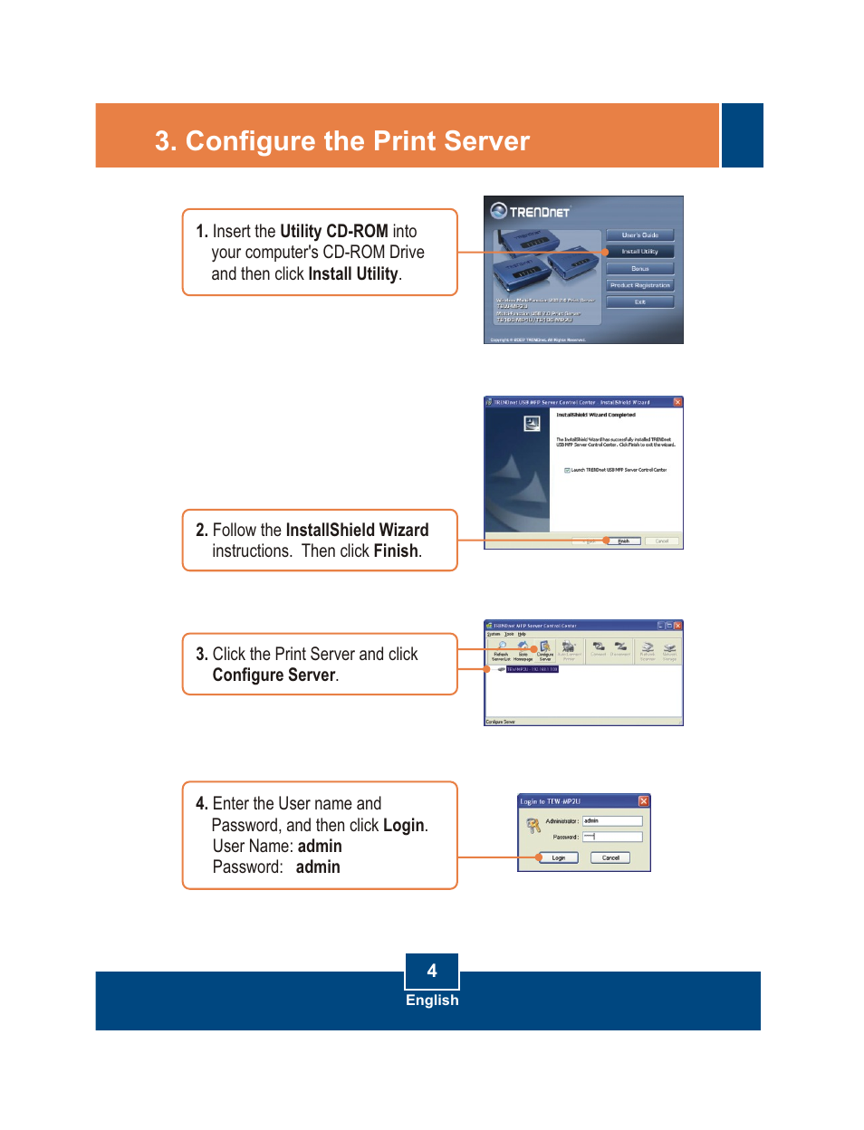 Configure the print server | TRENDnet TE100-MP2U User Manual | Page 6 / 19