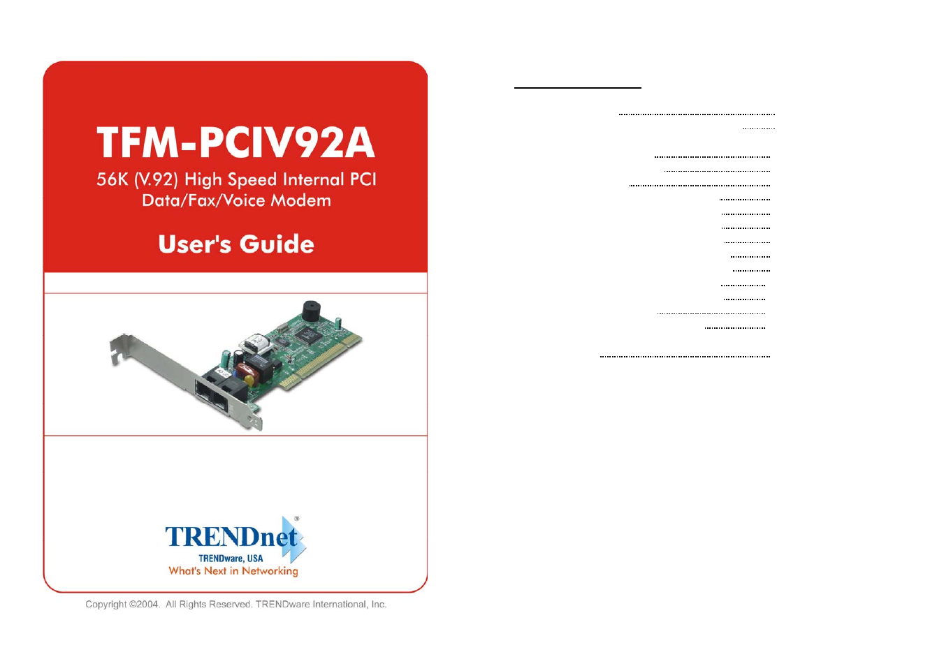 TRENDnet TFM-PCIV92A User Manual | 17 pages
