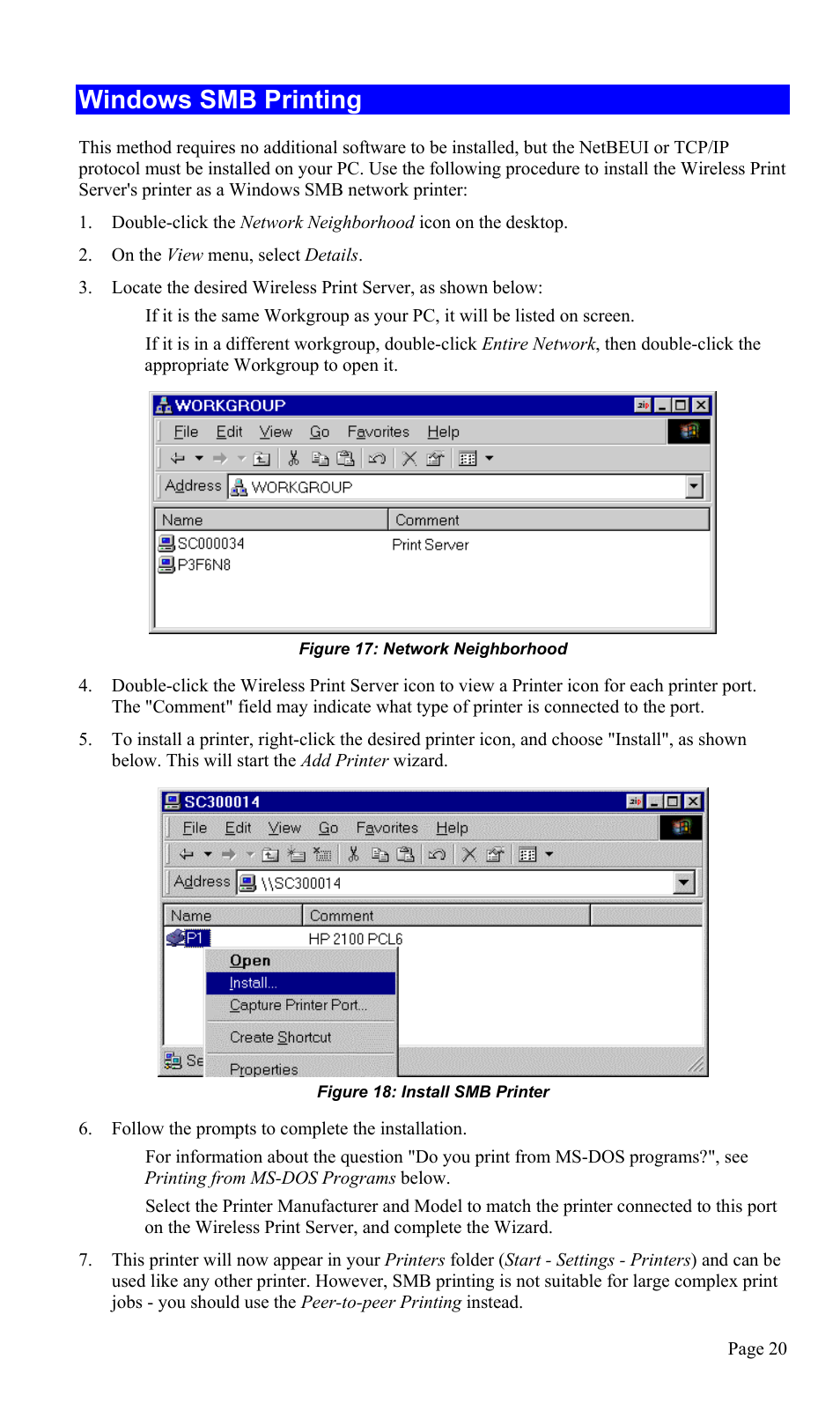 Windows smb printing | TRENDnet TEW-P1U1P User Manual | Page 24 / 80