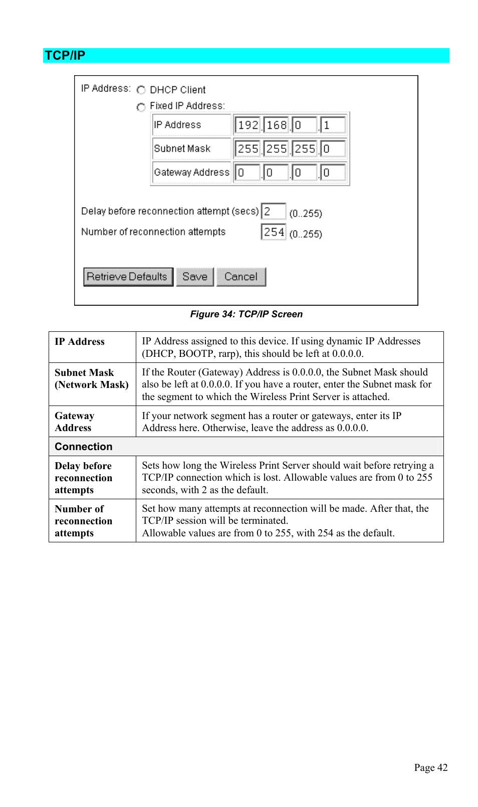 Tcp/ip 42, Tcp/ip | TRENDnet TEW-P1U1P User Manual | Page 46 / 80
