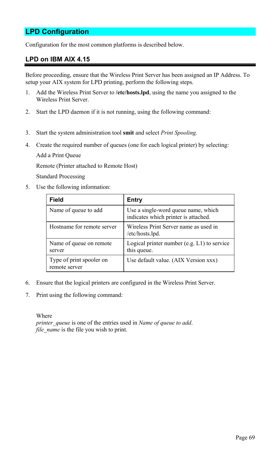 Lpd configuration | TRENDnet TEW-P1U1P User Manual | Page 73 / 80