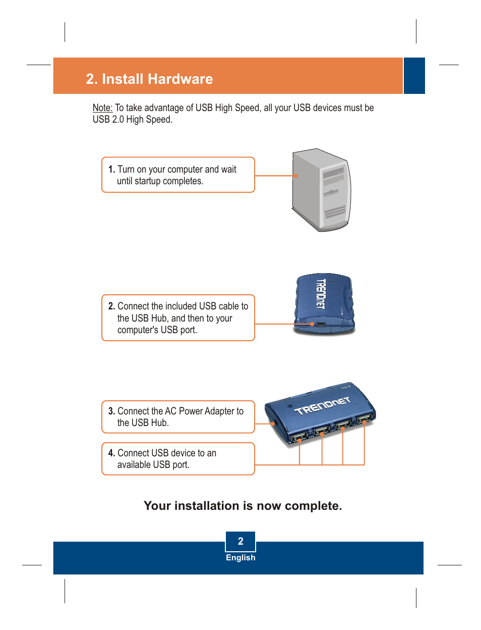 Install hardware | TRENDnet TU2-700 User Manual | Page 4 / 9