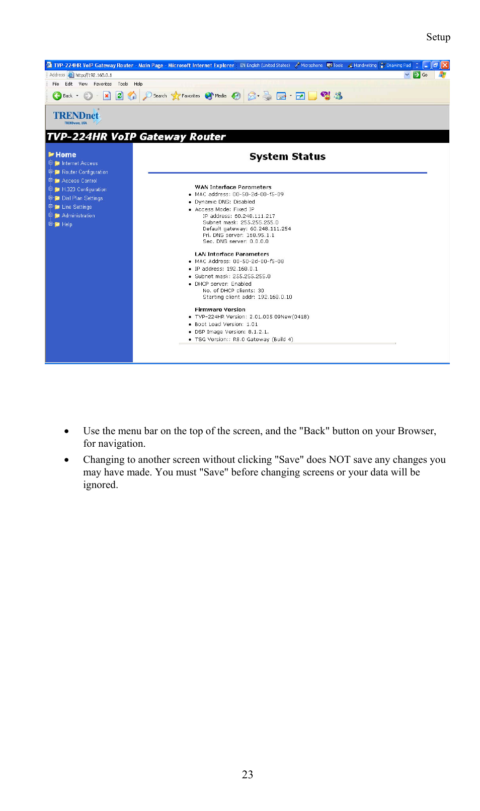 Navigation & data input | TRENDnet TVP-224HR User Manual | Page 23 / 130