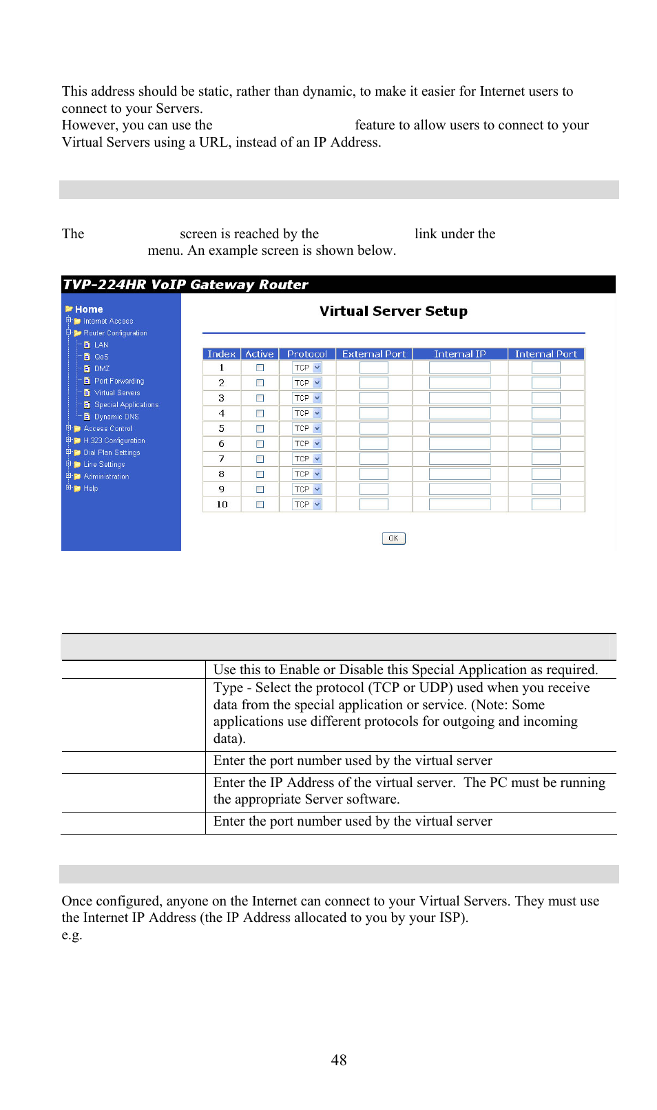 Virtual servers screen, Data - virtual servers screen, Connecting to the virtual servers | TRENDnet TVP-224HR User Manual | Page 48 / 130