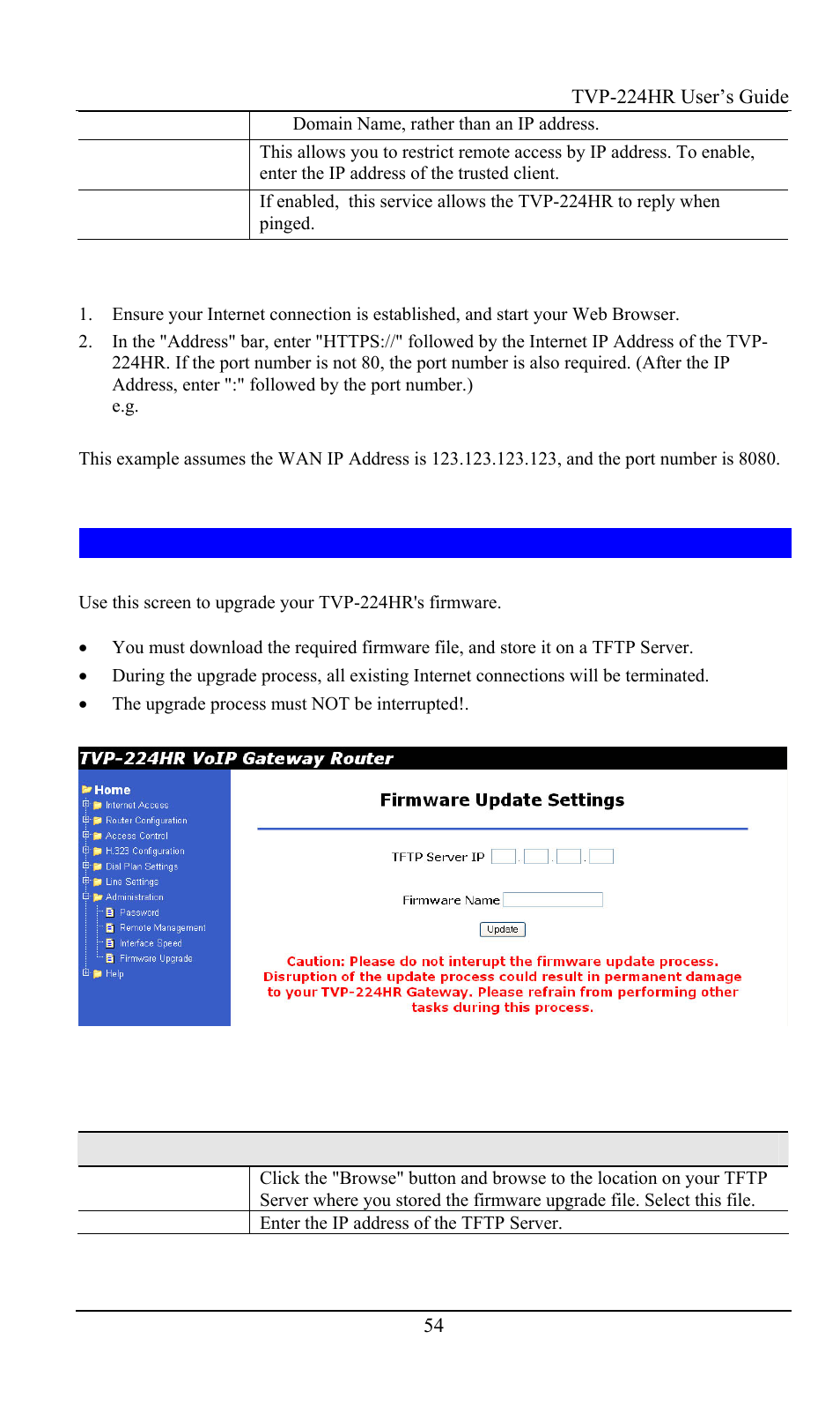 Data – upgrade firmware screen, Upgrade firmware | TRENDnet TVP-224HR User Manual | Page 54 / 130
