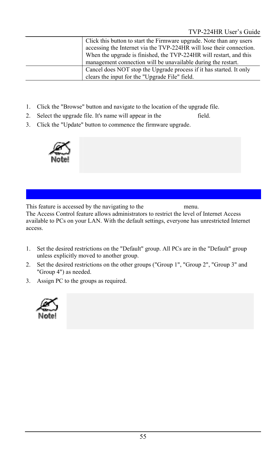 Access control | TRENDnet TVP-224HR User Manual | Page 55 / 130