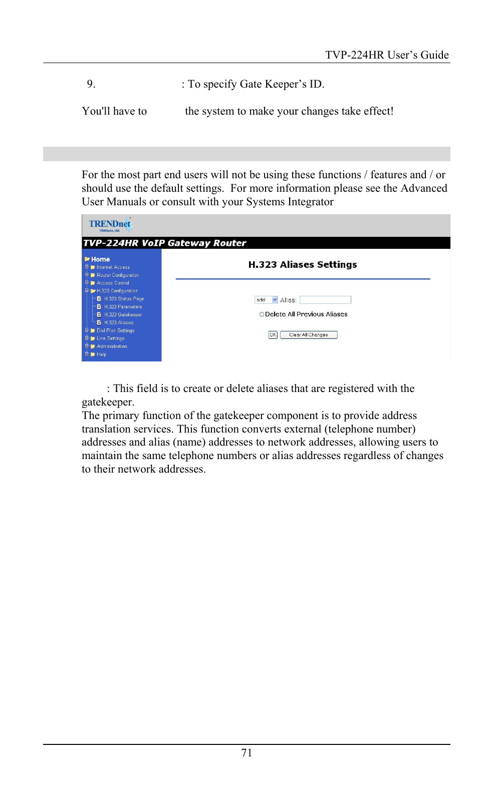 Aliases | TRENDnet TVP-224HR User Manual | Page 71 / 130