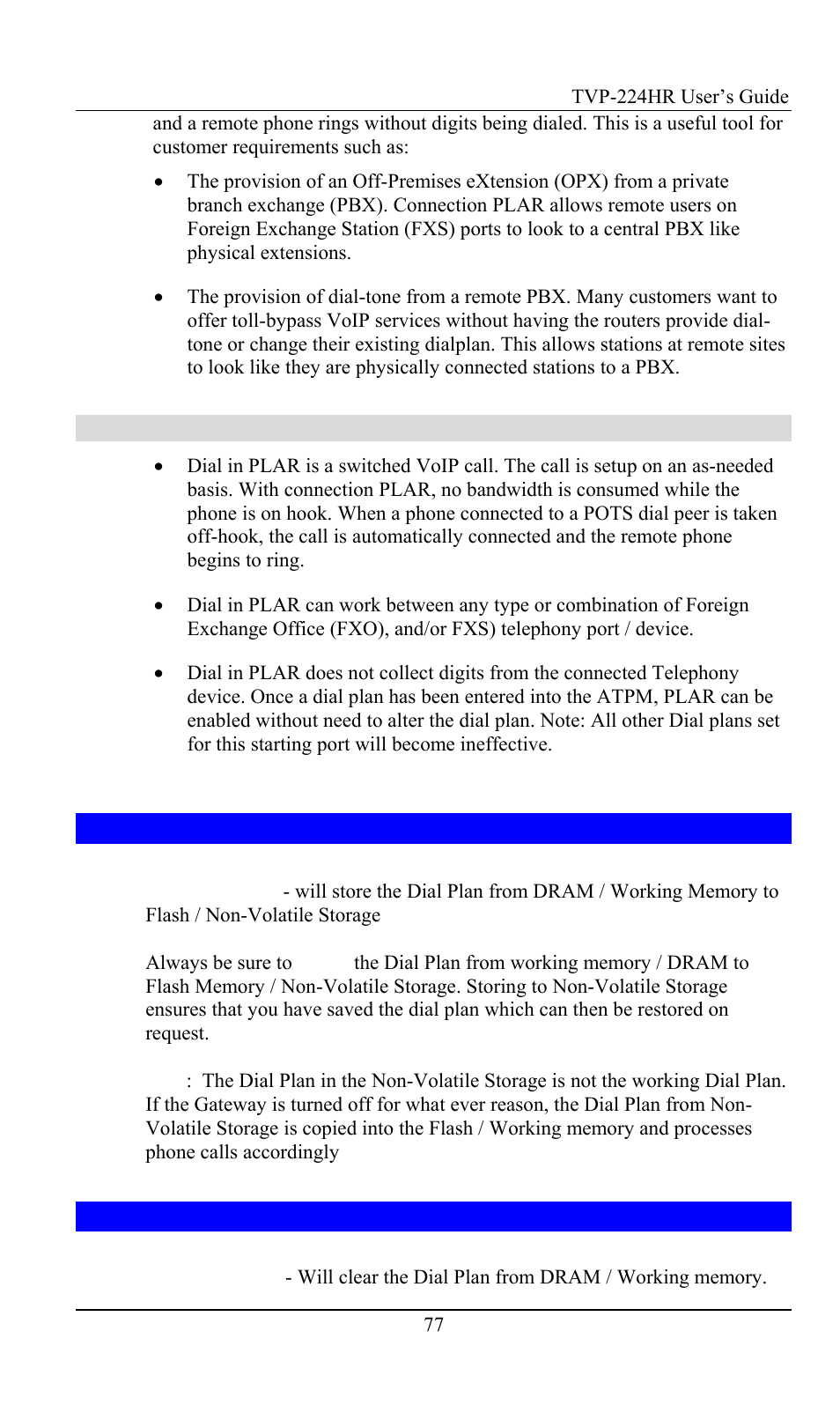Dial in plar considerations and limitations, 5 store dial plan, 6 clear dial plan | Store dial plan, Clear dial plan | TRENDnet TVP-224HR User Manual | Page 77 / 130