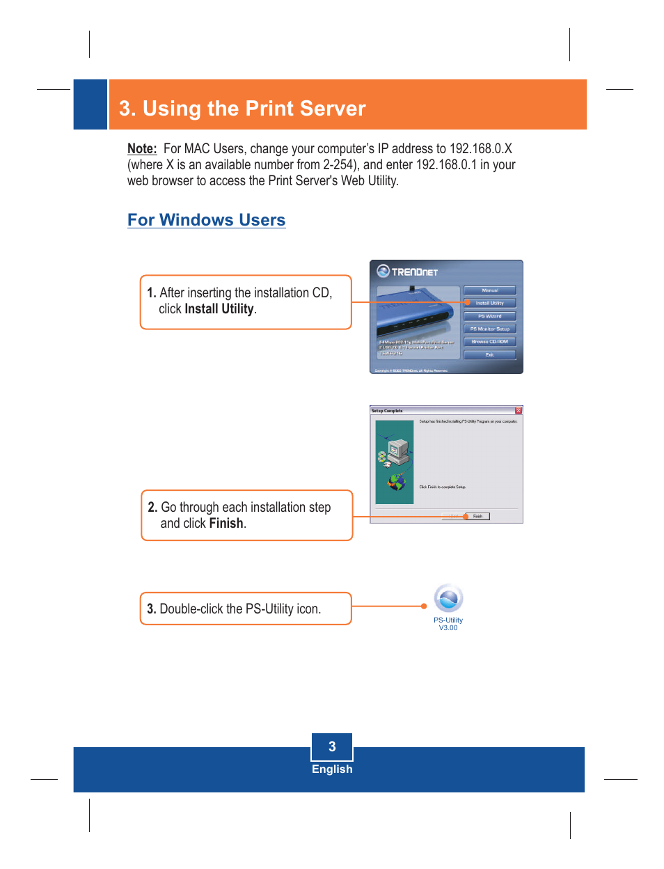 Using the print server, For windows users | TRENDnet TEW-P21G User Manual | Page 5 / 11