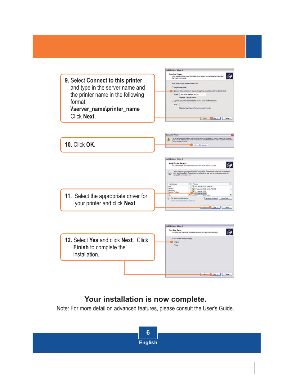 Your installation is now complete | TRENDnet TEW-P21G User Manual | Page 8 / 11