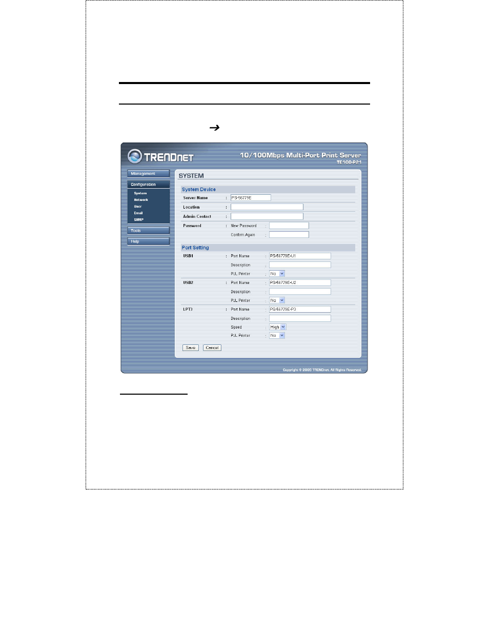 Configuration, System | TRENDnet TE100-P21 User Manual | Page 51 / 110