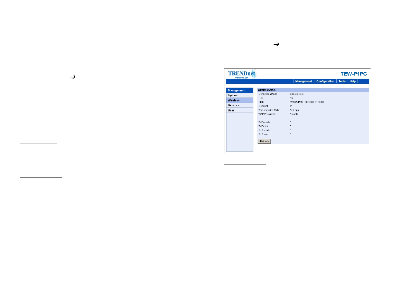 Management, System, Wireless | TRENDnet TEW-P1PG User Manual | Page 17 / 31