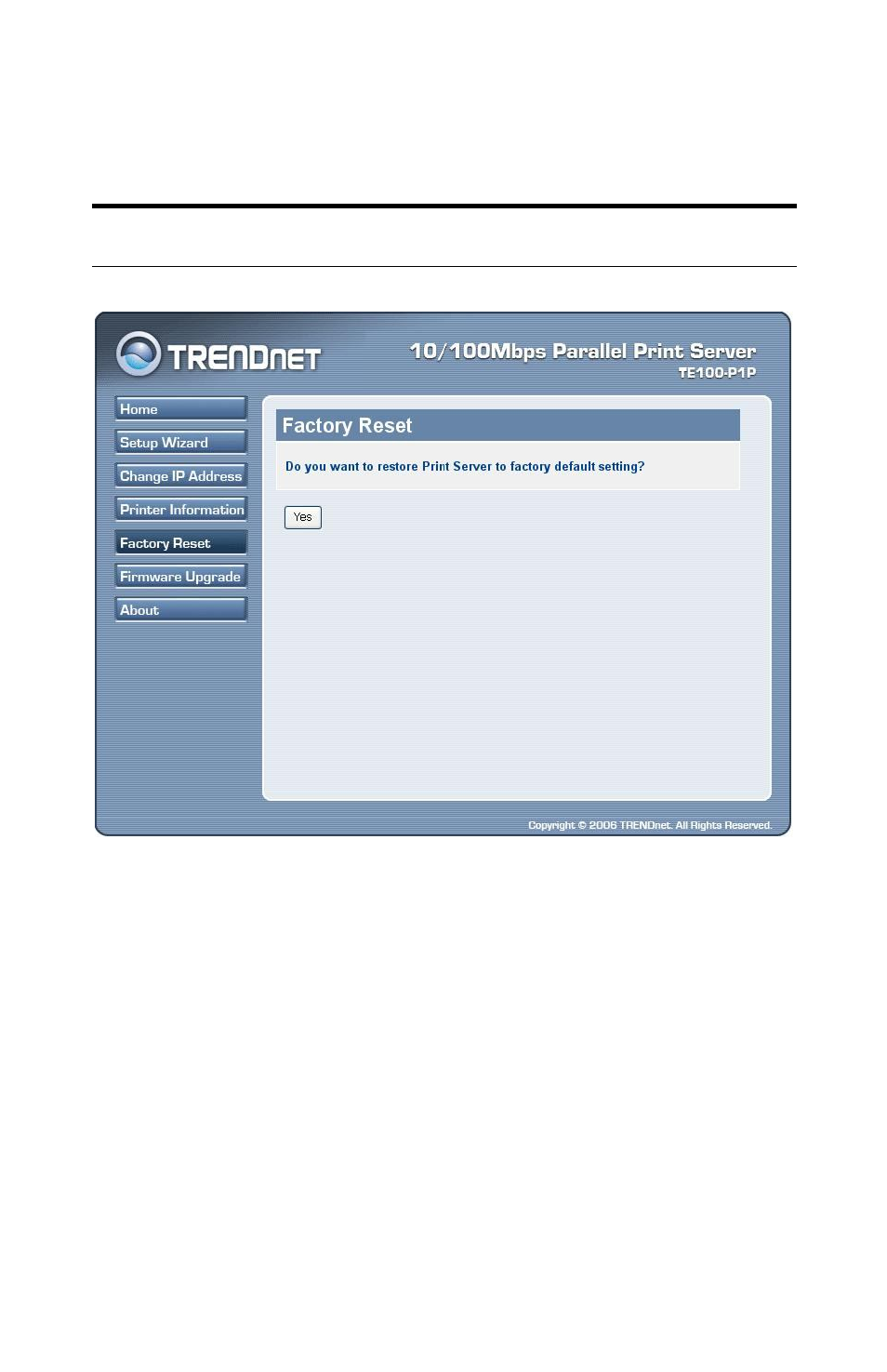 Factory reset | TRENDnet TE100-PIP User Manual | Page 35 / 113