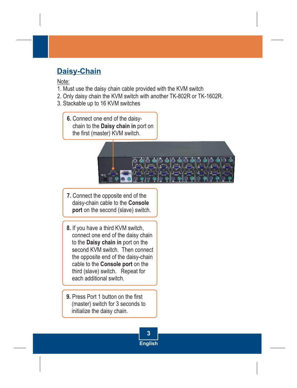 Daisy-chain | TRENDnet TK-802R User Manual | Page 5 / 16