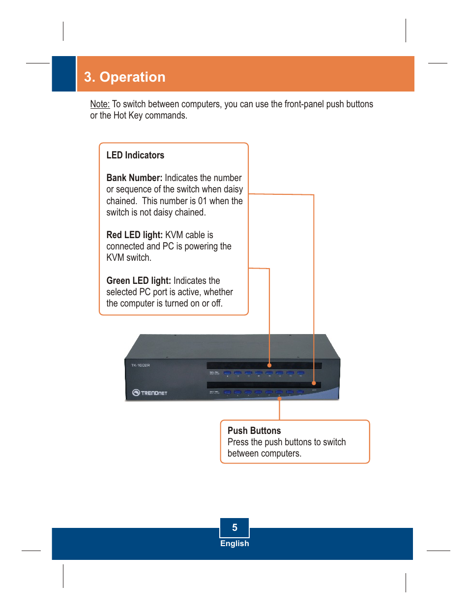Operation | TRENDnet TK-802R User Manual | Page 7 / 16