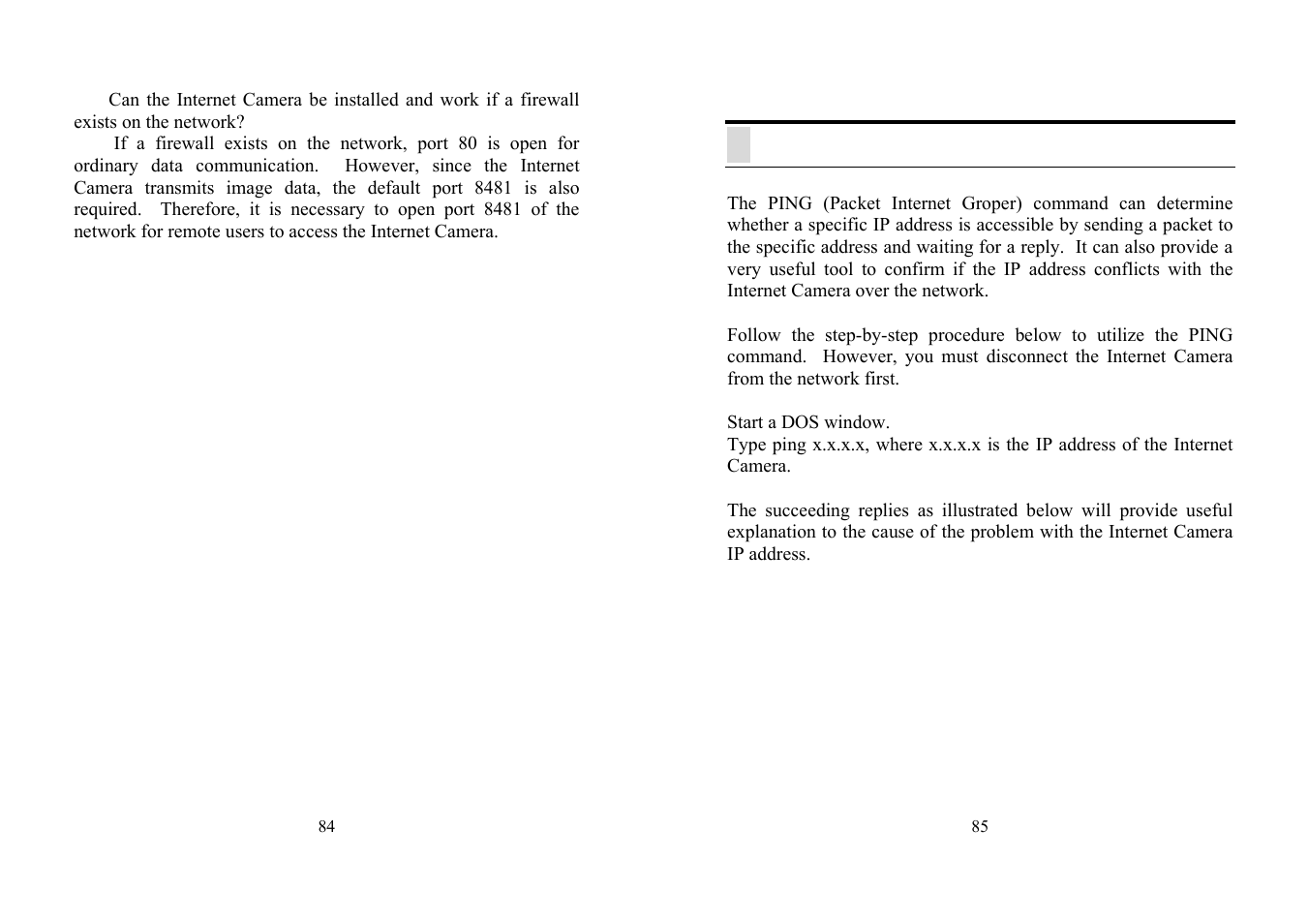 B ping your ip address | TRENDnet TV-IP100 User Manual | Page 43 / 55