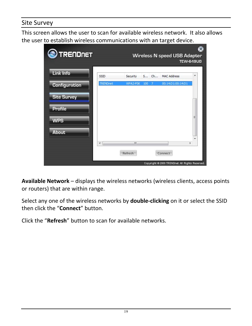 Site survey | TRENDnet NSPEED TEW-649UB User Manual | Page 20 / 32
