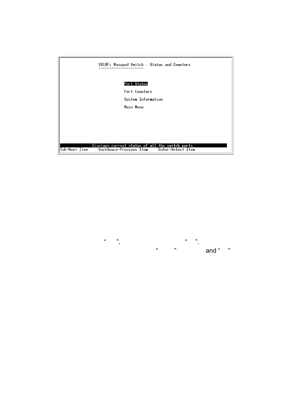 2. status and counters, 2-1. port status | TRENDnet TE100 S810Fi User Manual | Page 18 / 84