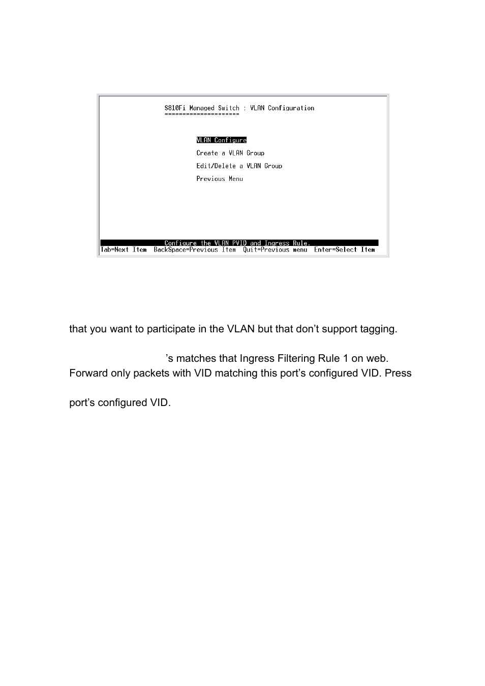 3-4. vlan configuration, 3-4-1. vlan configure | TRENDnet TE100 S810Fi User Manual | Page 27 / 84