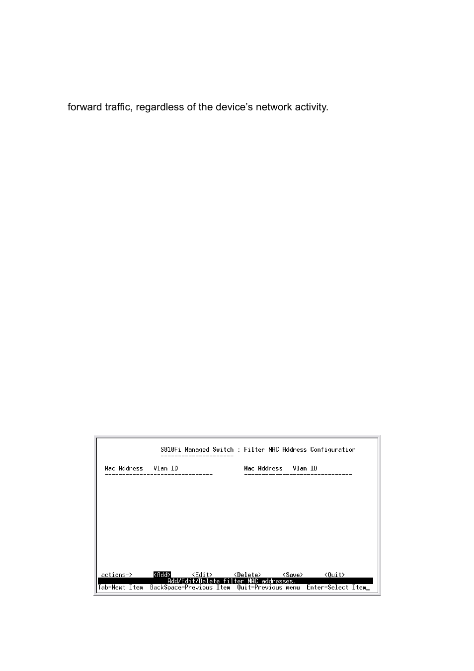 3-6-2.filtering mac address | TRENDnet TE100 S810Fi User Manual | Page 32 / 84