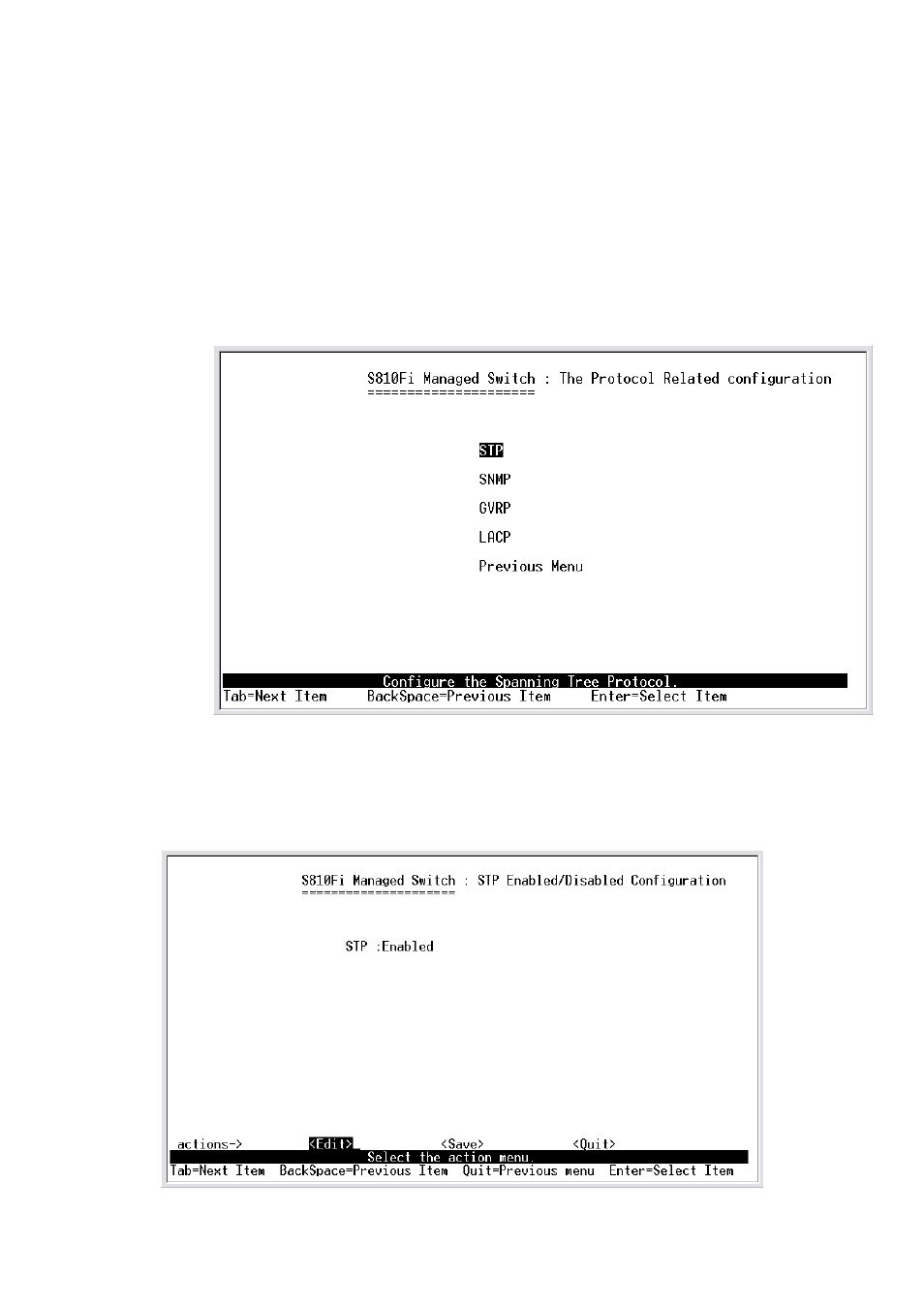 4.protocol related configuration 4-4-1.stp, 4-1-1.stp enable | TRENDnet TE100 S810Fi User Manual | Page 37 / 84