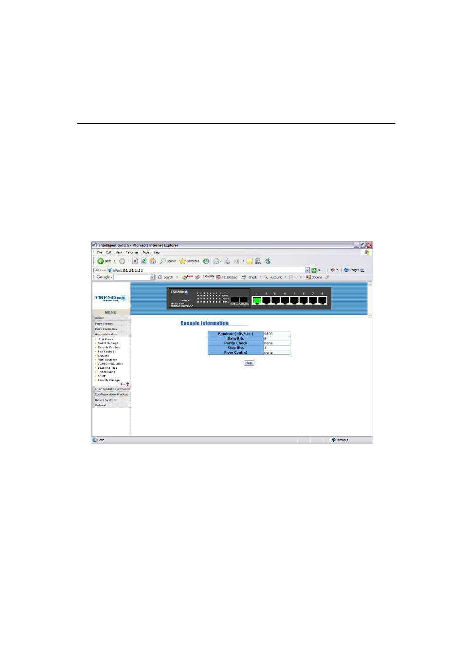 4-3. console port information, 4-4. port controls | TRENDnet TE100 S810Fi User Manual | Page 59 / 84