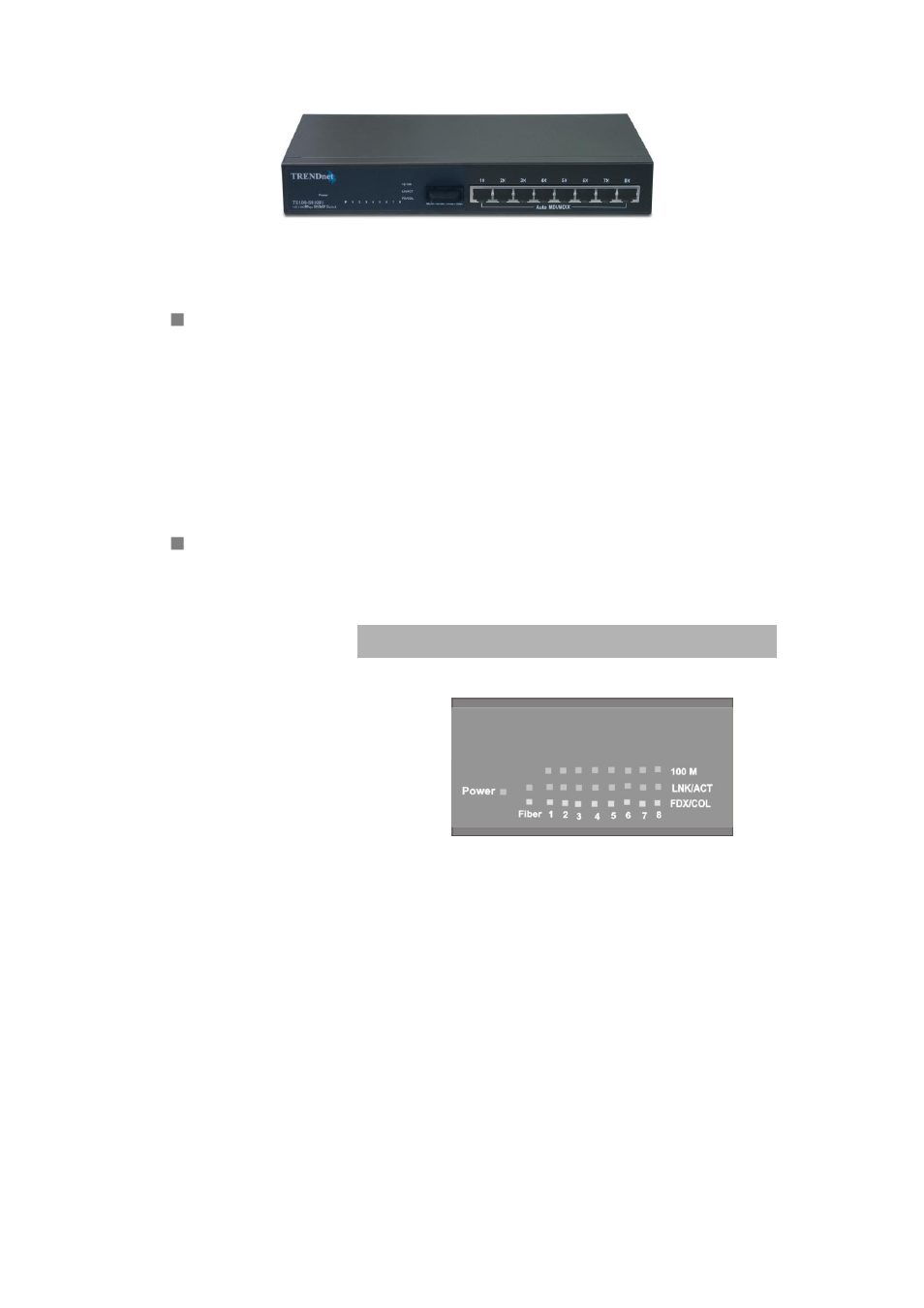 Led indicators | TRENDnet TE100 S810Fi User Manual | Page 8 / 84
