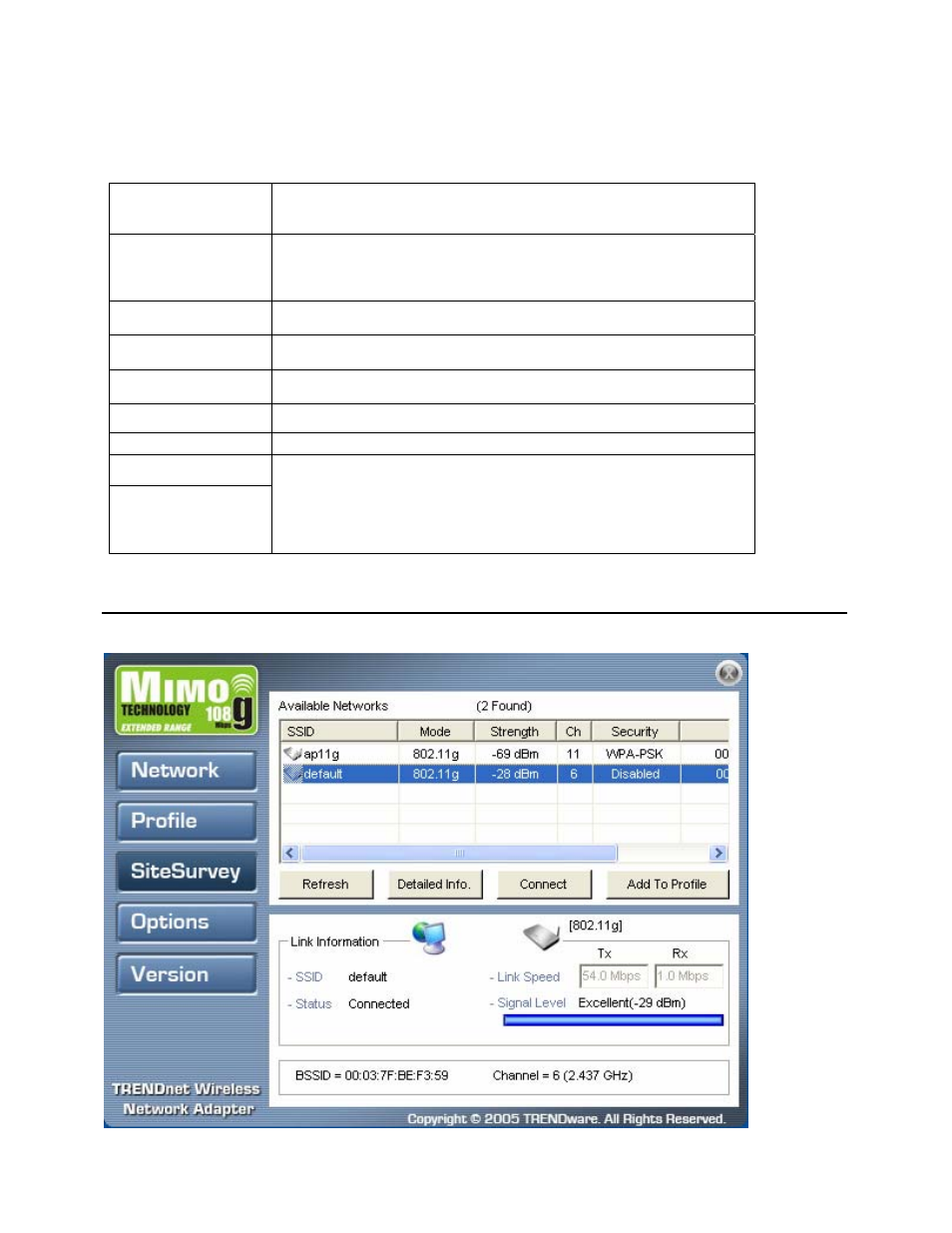 The sitesurvey screen | TRENDnet TEW-603PI User Manual | Page 23 / 44