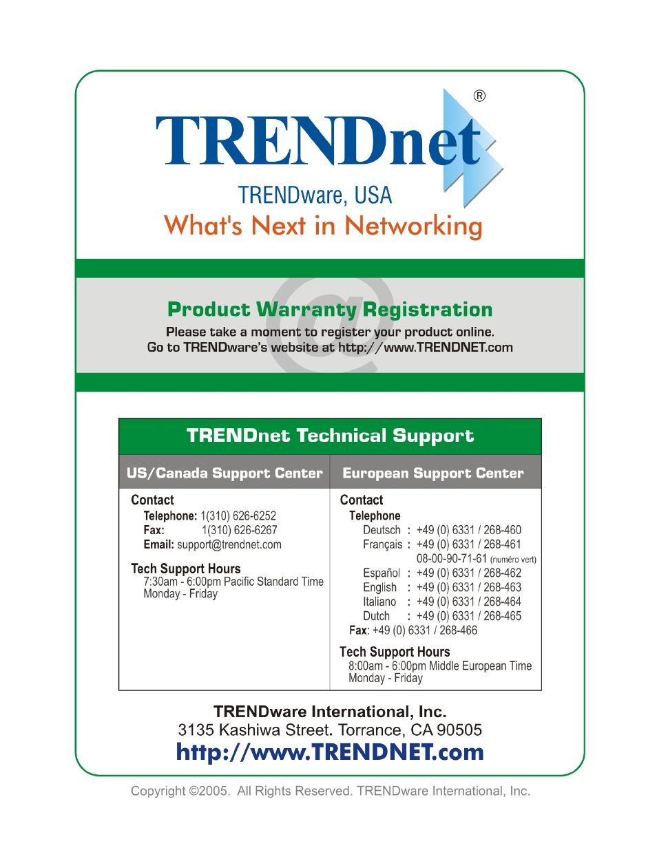 TRENDnet TEW-603PI User Manual | Page 44 / 44