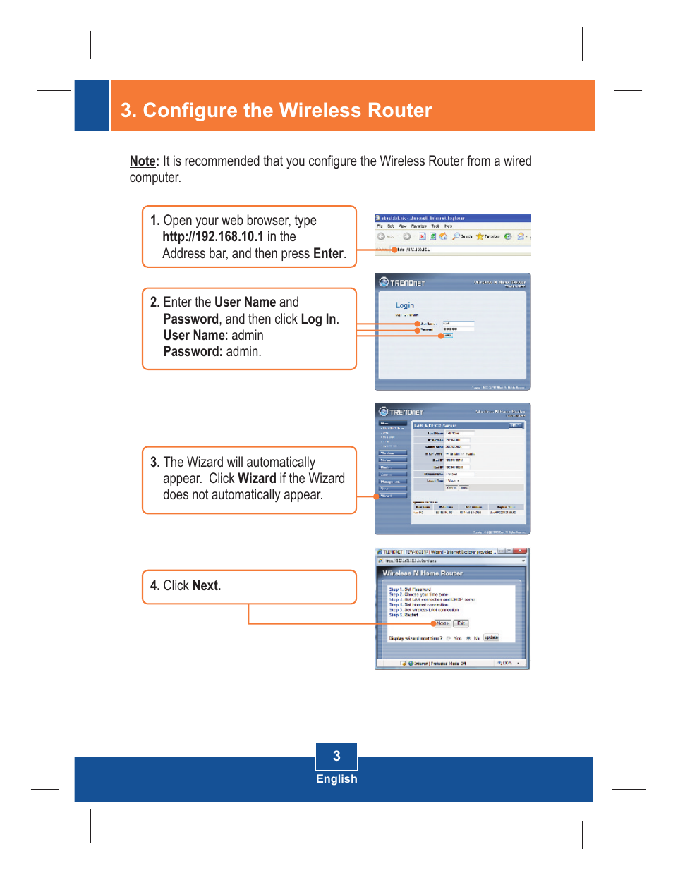 Configure the wireless router | TRENDnet TEW-652BRP User Manual | Page 5 / 12