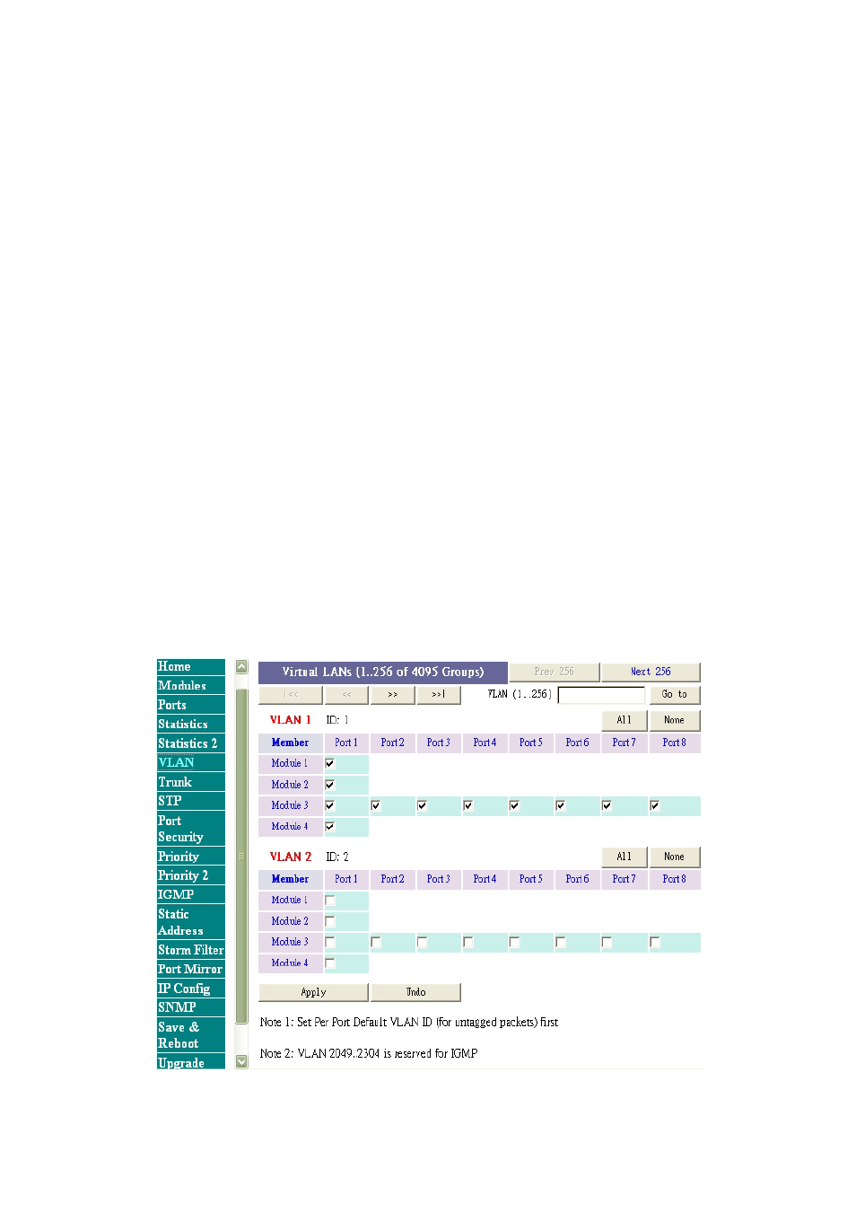 Vlan ( virtual lan ) | TRENDnet TEG-S4000I User Manual | Page 39 / 71