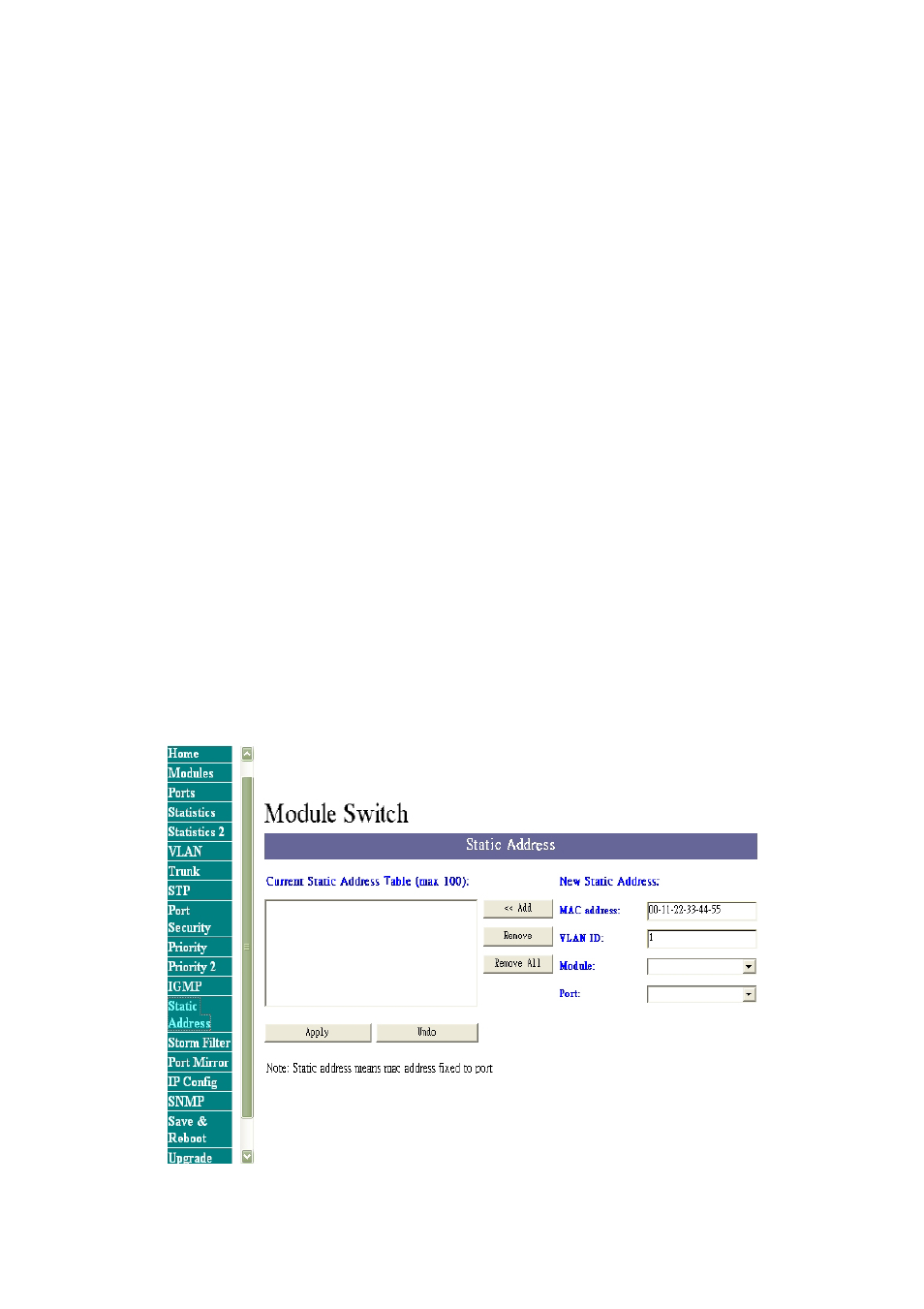 Static address | TRENDnet TEG-S4000I User Manual | Page 49 / 71
