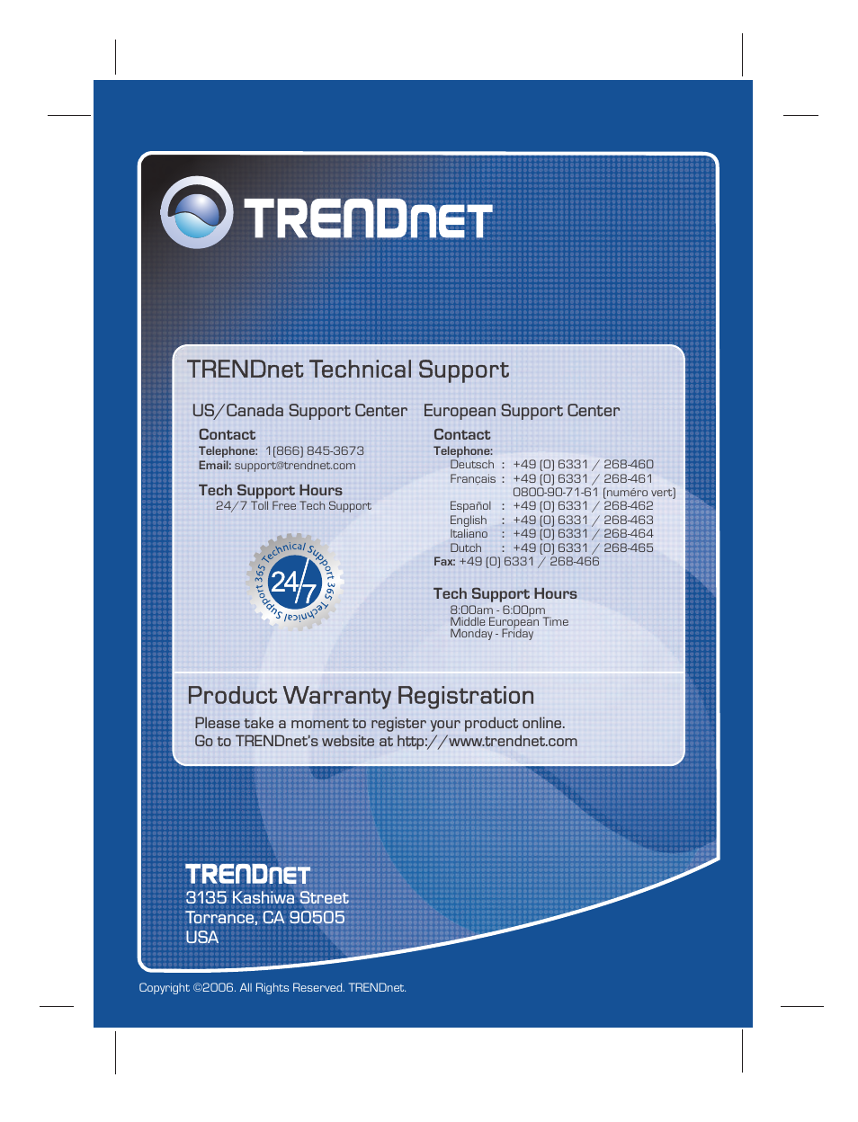 Trendnet technical support, Product warranty registration | TRENDnet TK-200K User Manual | Page 11 / 11