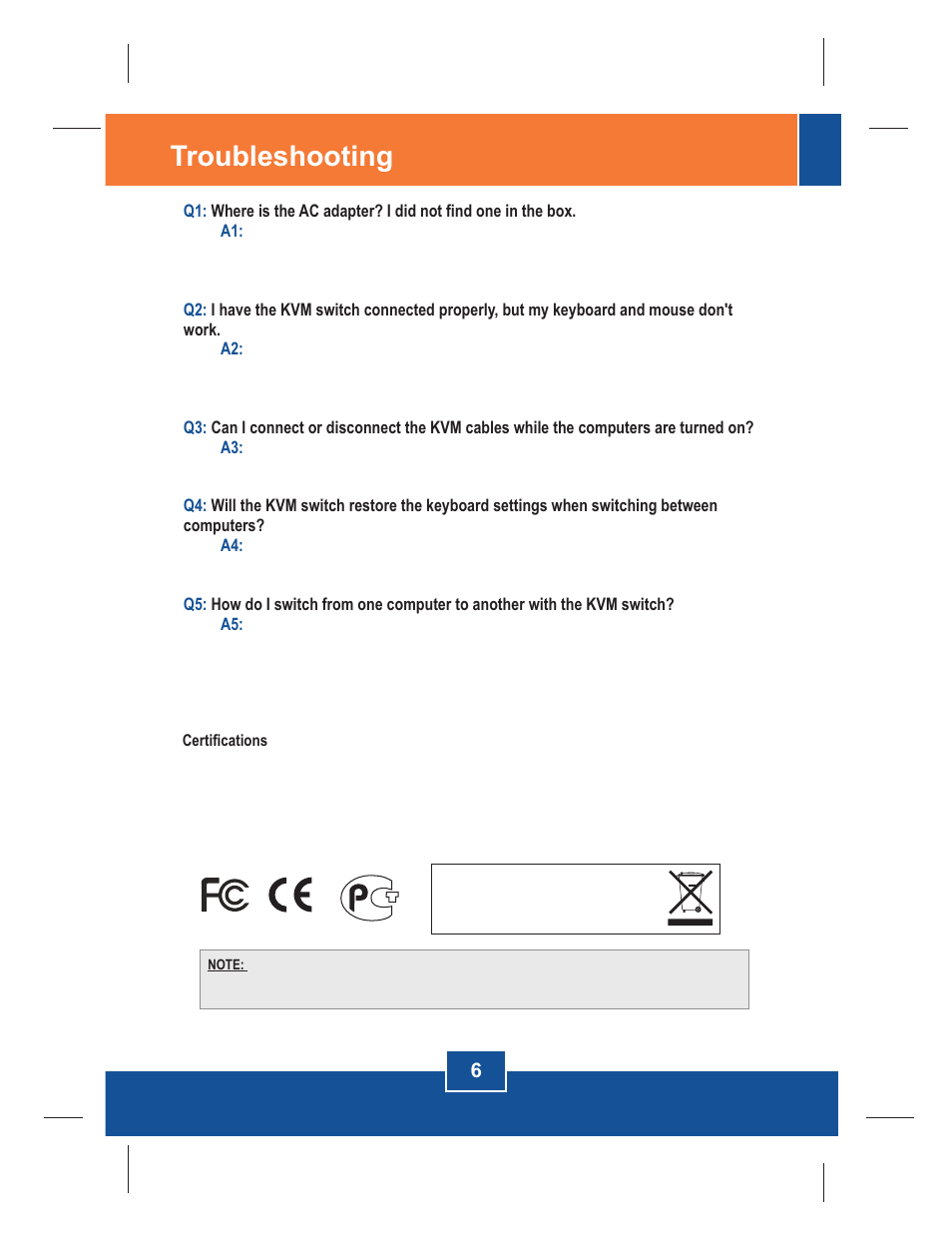 Troubleshooting | TRENDnet TK-200K User Manual | Page 8 / 11