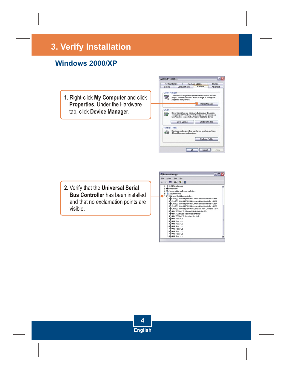 Verify installation | TRENDnet TU2-H4PC User Manual | Page 6 / 10
