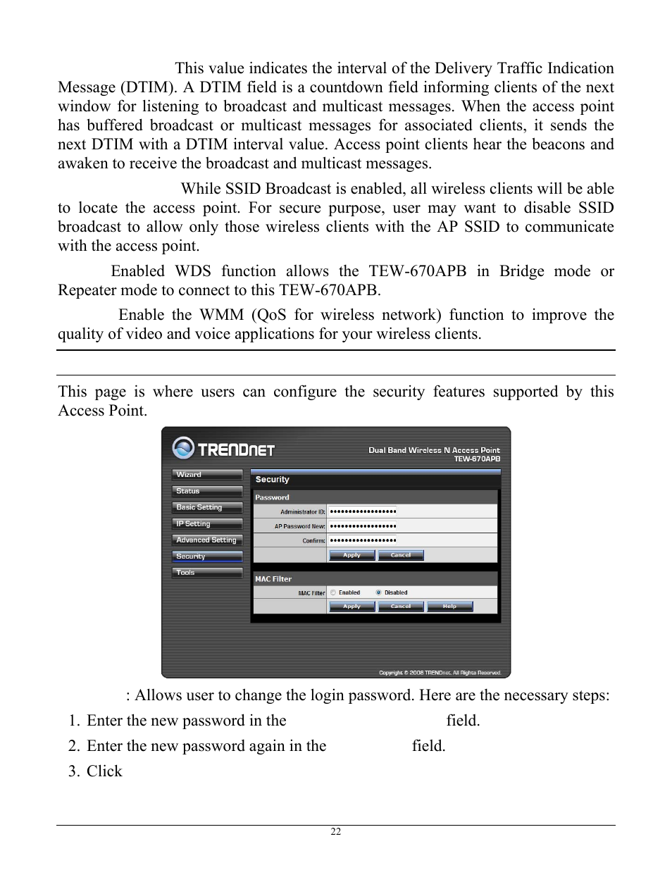 Security | TRENDnet TEW-670APB User Manual | Page 30 / 42