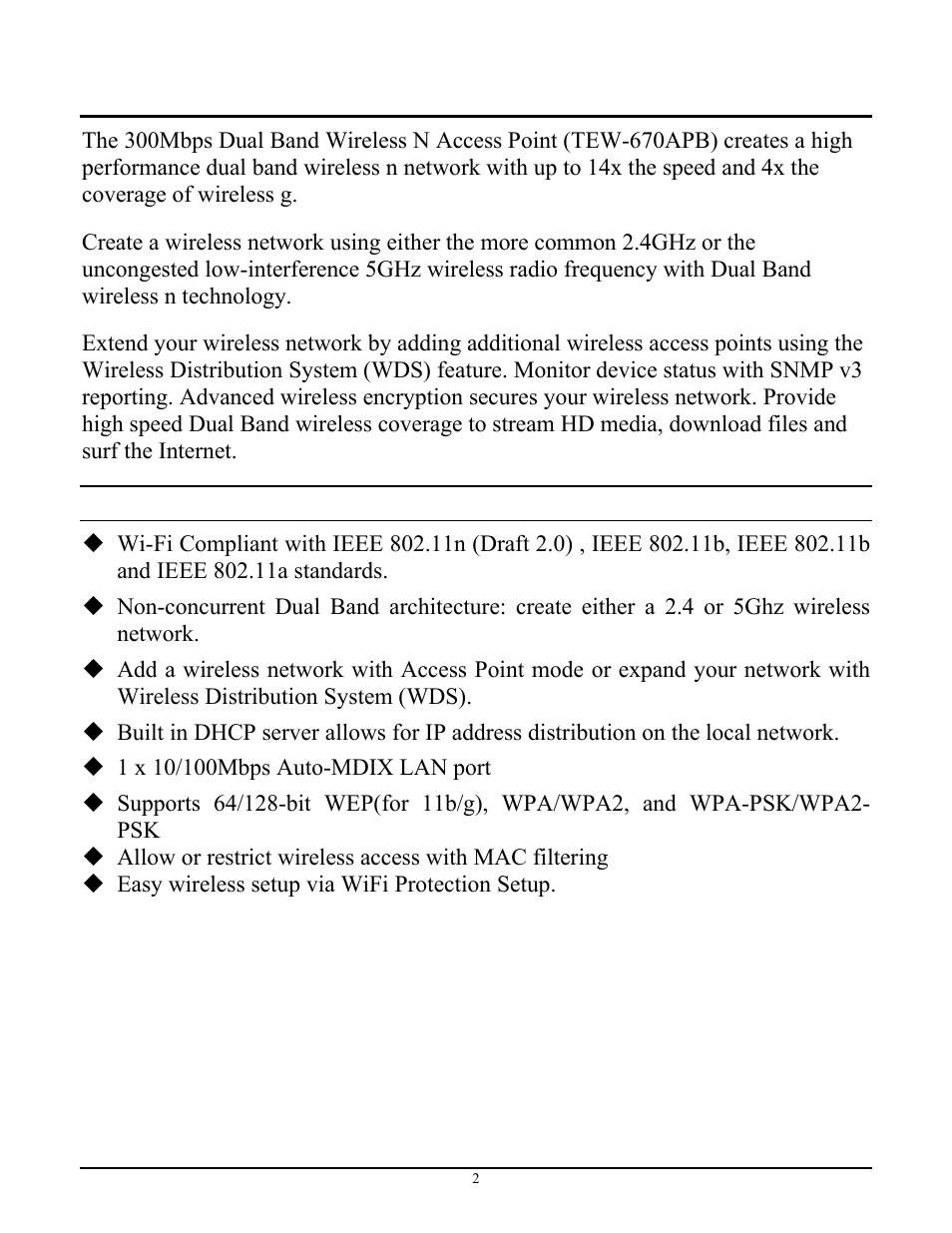 Introduction, Features | TRENDnet TEW-670APB User Manual | Page 9 / 42