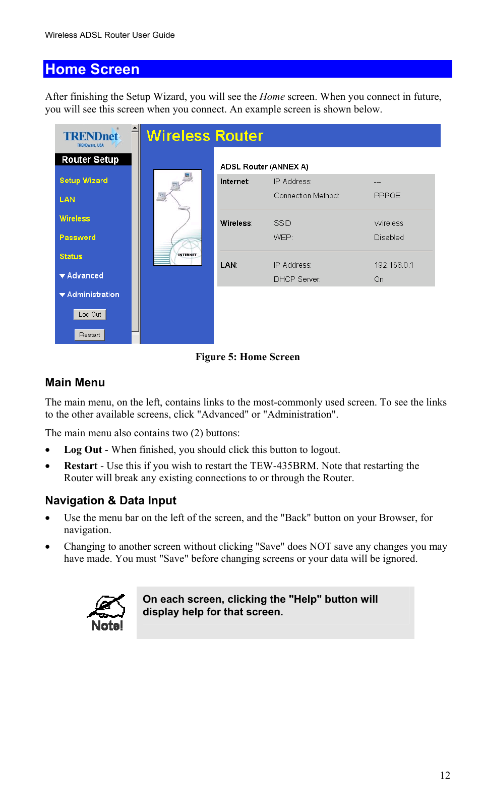 Home screen | TRENDnet TEW-435BRM User Manual | Page 15 / 81