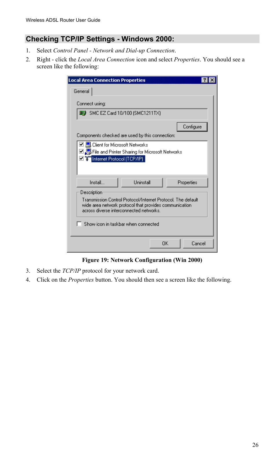 Checking tcp/ip settings - windows 2000 | TRENDnet TEW-435BRM User Manual | Page 29 / 81