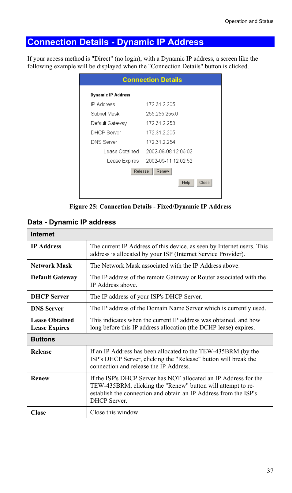 Connection details - dynamic ip address | TRENDnet TEW-435BRM User Manual | Page 40 / 81